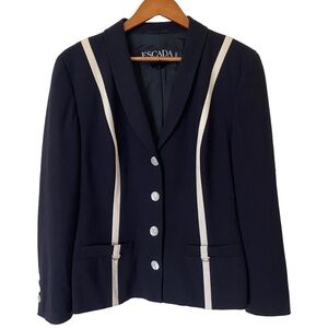 Escada By Margaretha Ley Vintage Striped Wool Blazer, Size 42/ US 12